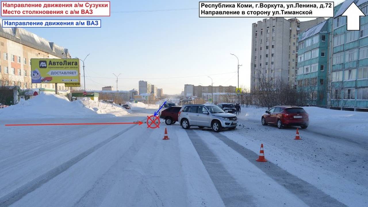 Главная картинка новости: В Коми в аварии пострадали водитель Suzuki и пассажир ВАЗ-2109