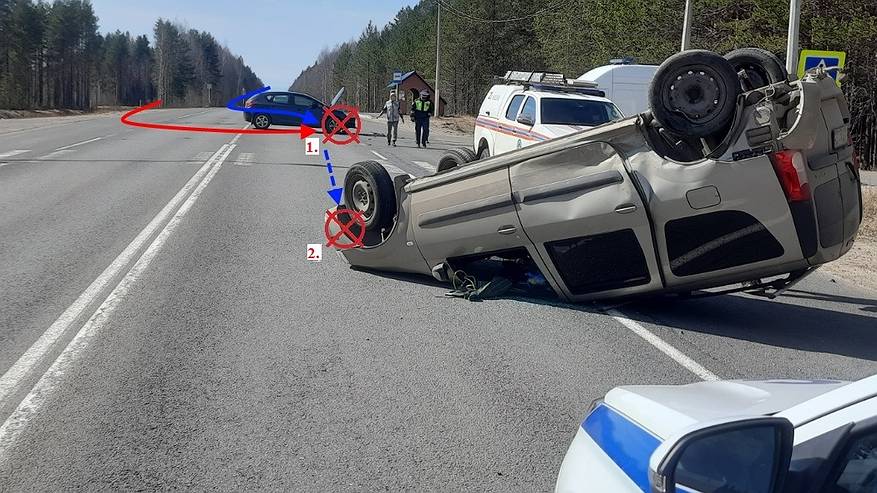 Главная картинка новости: В Коми автомобиль Lada перевернулся на крышу