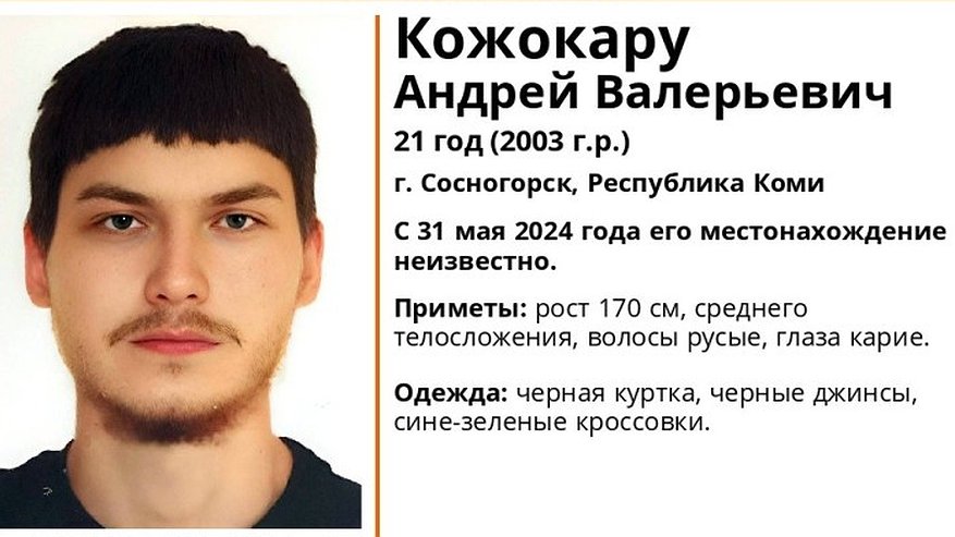 В Коми разыскивают пропавшего 21-летнего мужчину