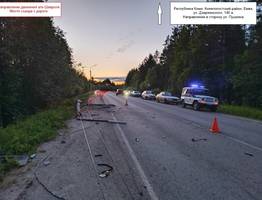 В Коми водитель Chevrolet Lanos снес бетонный столб и сильно пострадал