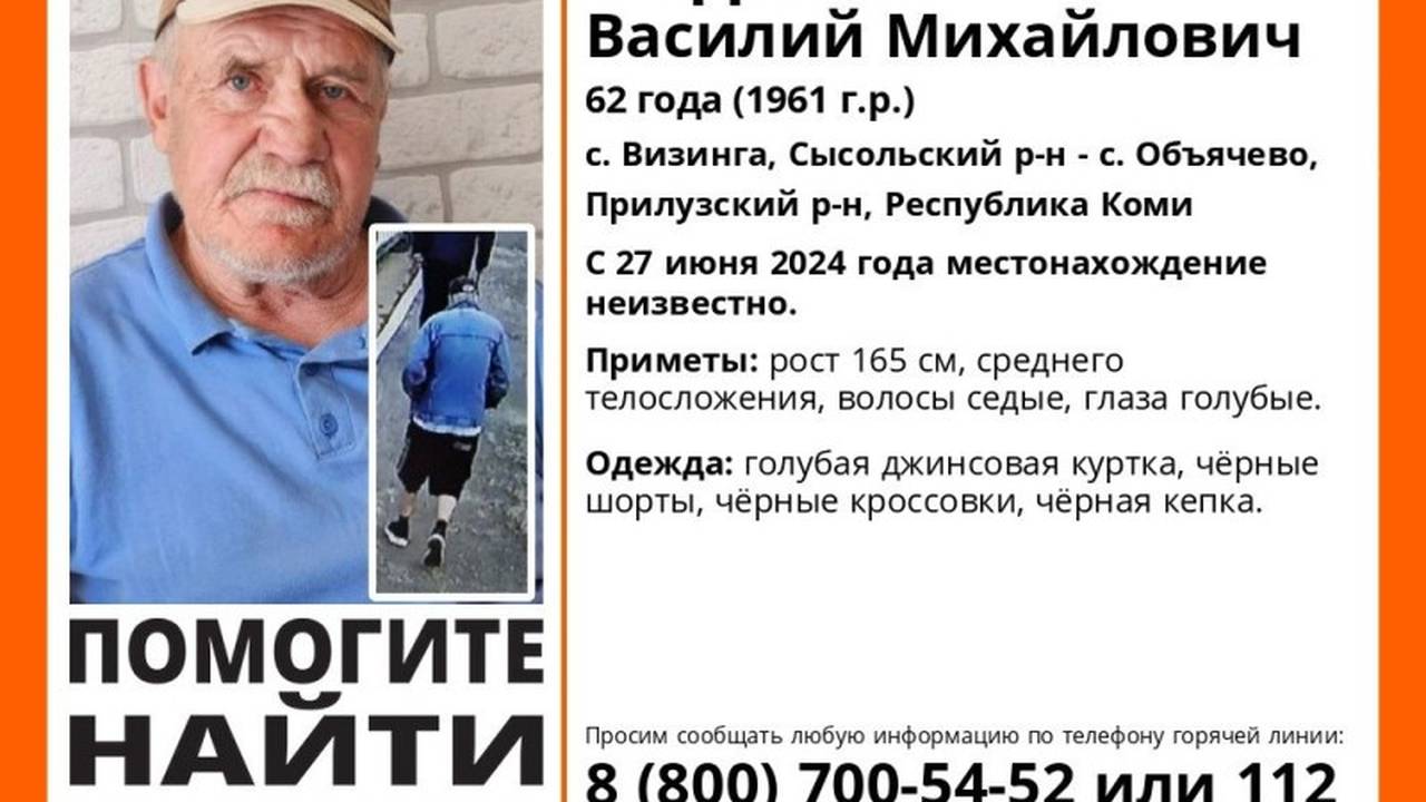 В Коми волонтеры разыскивают пропавшего 62-летнего мужчину