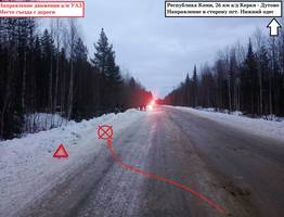 Под Сосногорском УАЗик съехал с дороги и опрокинулся в кювет