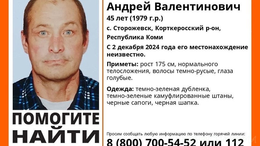 Главная картинка новости: В одном из районов Коми пропал мужчина в зеленой дубленке