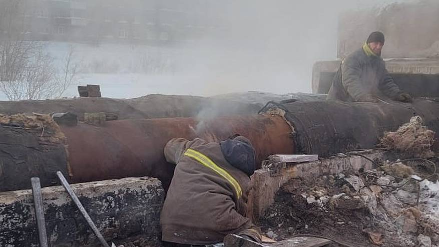 Главная картинка новости: Завершились ремонтные работы на теплотрассе в Воркуте