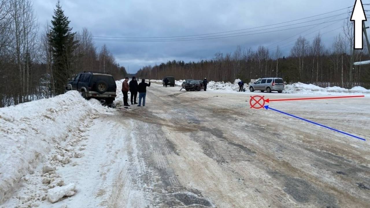 Главная картинка новости: В одном из районов Коми столкнулись “Киа” и “Опель”