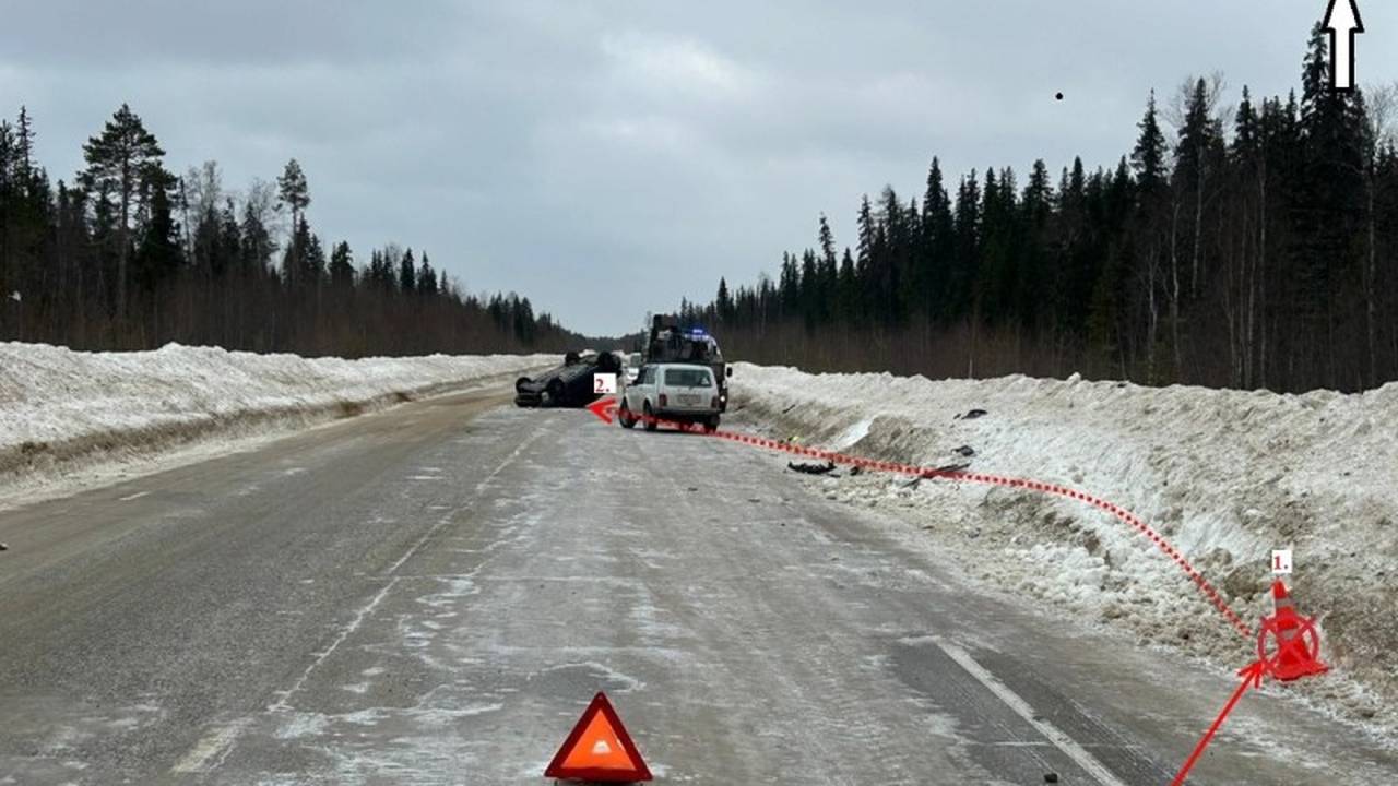 В Коми женщина-водитель врезалась в снежный вал