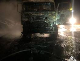 Грузовик вспыхнул на трассе в Коми: причина - техническая неисправность