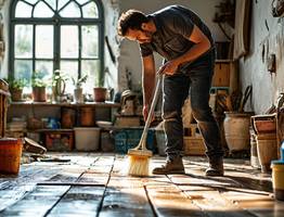 Полы мою раз в неделю армейским способом - теперь только так избавляюсь от всей грязи