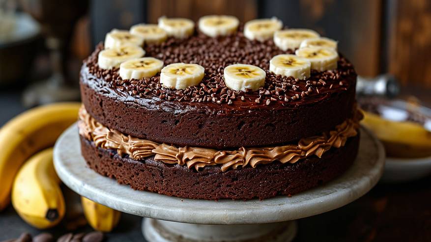 Главная картинка новости: Шоколадно-банановый торт: готовится проще простого, наслаждение — гарантировано 100%