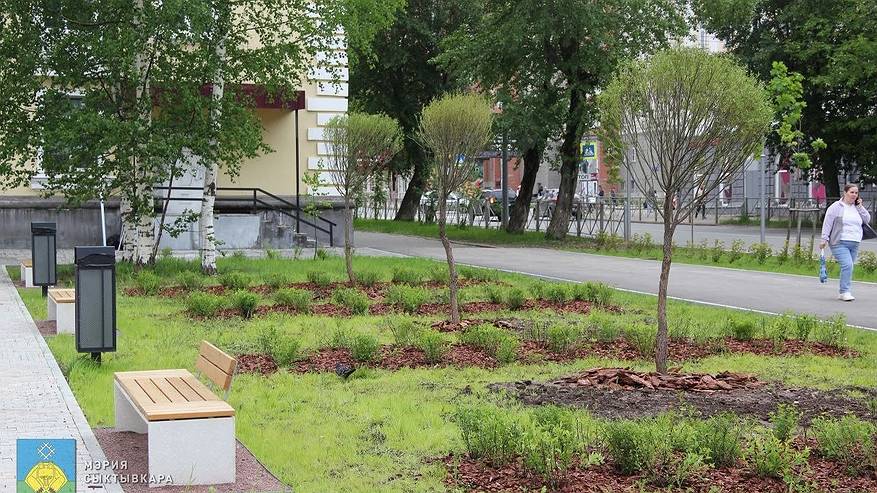 Главная картинка новости: В Сыктывкаре озеленяют сквер у Дворца творчества