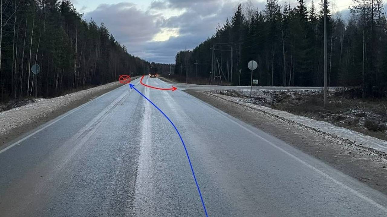 Главная картинка новости: Из-за нарушения правил проезда перекрестка в Сыктывкаре фургон оказался в кювете