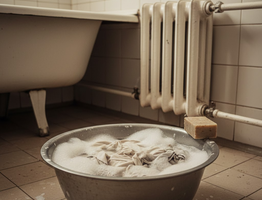 Вечером окунаю кухонные полотенца и прихватки в это - утром достаю кристально чистыми: даже вековые нагар и жир уйдут