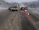 В Коми автоледи собрала "гармошку" из четырёх легковушек